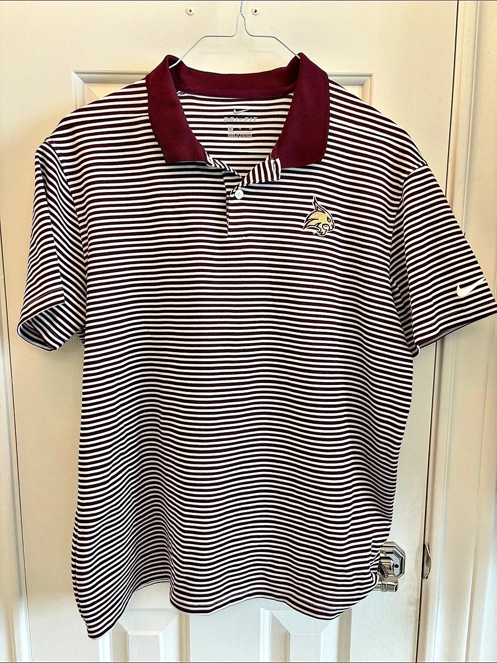 Nike Texas State Bobcats Nike Dri-FIT Striped Polo Dri-FIT Striped Polo Burgundy